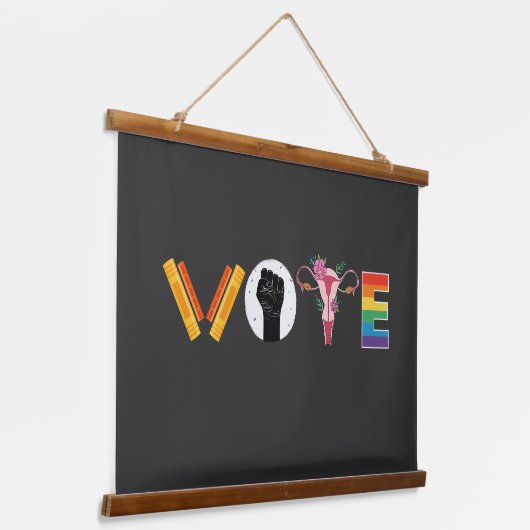投票ブック子宮LGBTサポート 吊り下げ型タペストリー (傾斜あり)