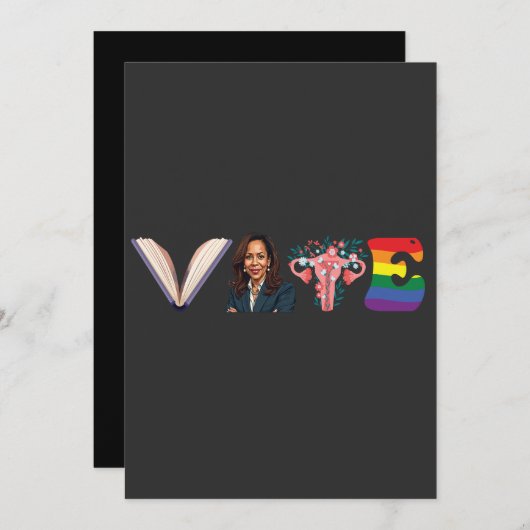 投票ブック子宮LGBT Kamala Harris Walz選挙 セーブザデート (正面/裏面)