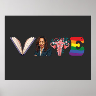投票ブック子宮LGBT Kamala Harris Walz選挙 ポスター