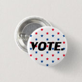 投票ブラック赤白青星パターン愛国的 缶バッジ (正面&裏面)