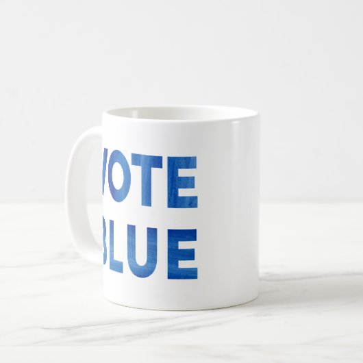 投票ブルーはっきりしたウォーター色文字政治的 コーヒーマグカップ (正面左)
