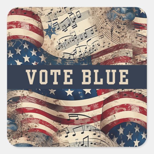 投票ブルーステッカー、民主パーティー選挙2024 スクエアシール (正面)
