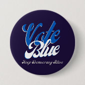 投票ブルーレトロスタイルワードアート 缶バッジ (正面)