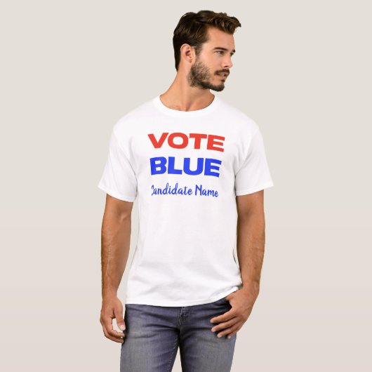 投票ブルー投票アメリカ民主カスタム党候補者 Tシャツ (正面フル)
