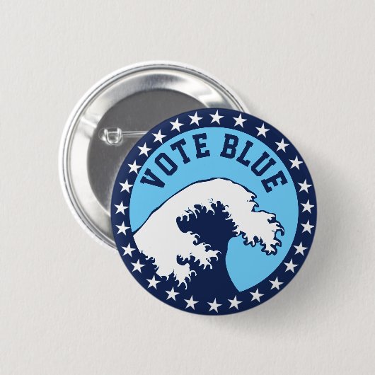投票ブルー民主党ブルーウェーブ政治 缶バッジ (正面&裏面)