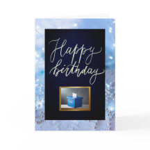 投票ブルー誕生日カード