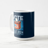 投票ブルー2024投票箱の米国大統領の選挙 コーヒーマグカップ (正面左)