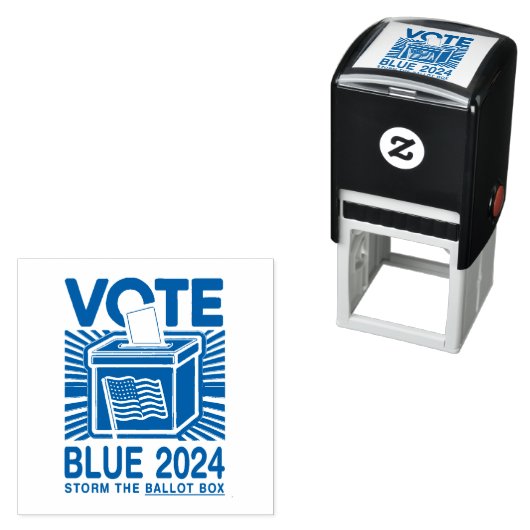 投票ブルー2024投票箱の米国大統領の選挙 セルフインキングスタンプ (インサイチュ)