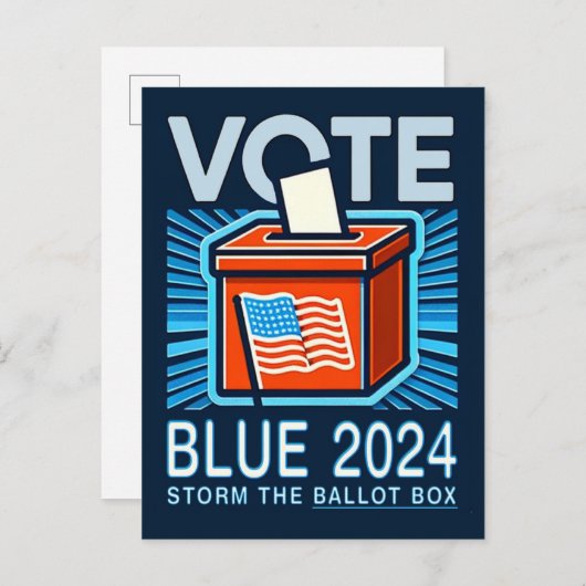 投票ブルー2024投票箱の米国大統領の選挙 ポストカード (正面/裏面)