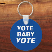 投票ベビー投票の青と白のキーチェモダンーン キーホルダー (正面)