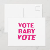"投票ベビー投票"ホットピンク、マゼンタ、明るい赤紫色、白 ポストカード (正面/裏面)