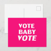 "投票ベビー投票"ホットピンク、マゼンタ、明るい赤紫色、白 ポストカード (正面/裏面)