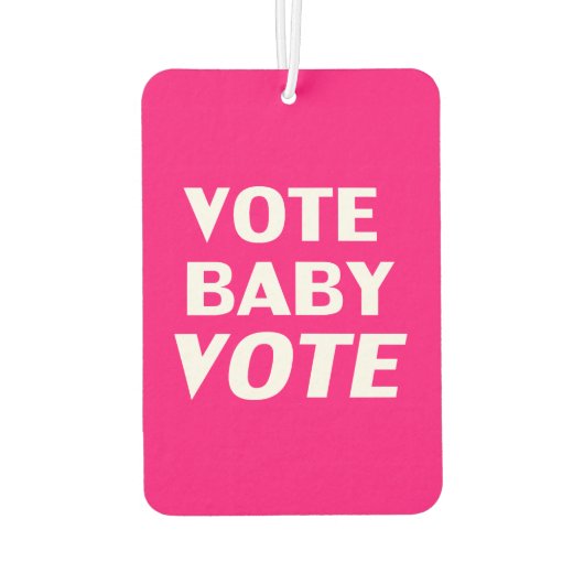 "投票ベビー投票"ホットピンク、白 – エアーフレッシュナー (裏面)