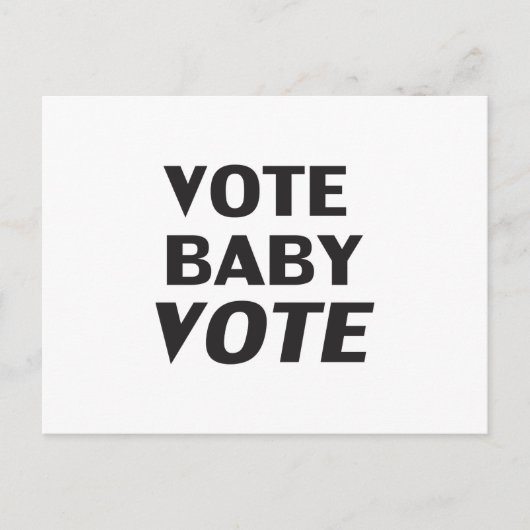 「投票ベビー投票」白黒 ポストカード (正面)