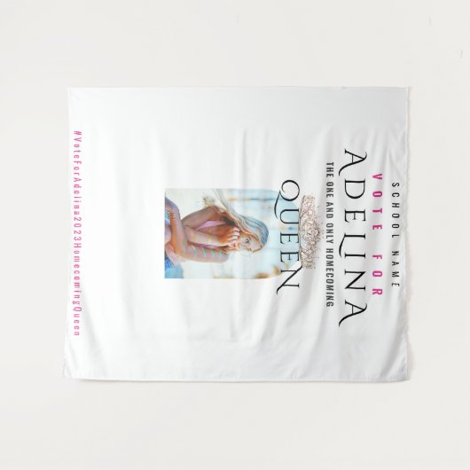 投票ホームカミングクイーンピンクHOCOフォトバックグラウンド タペストリー (正面(横))