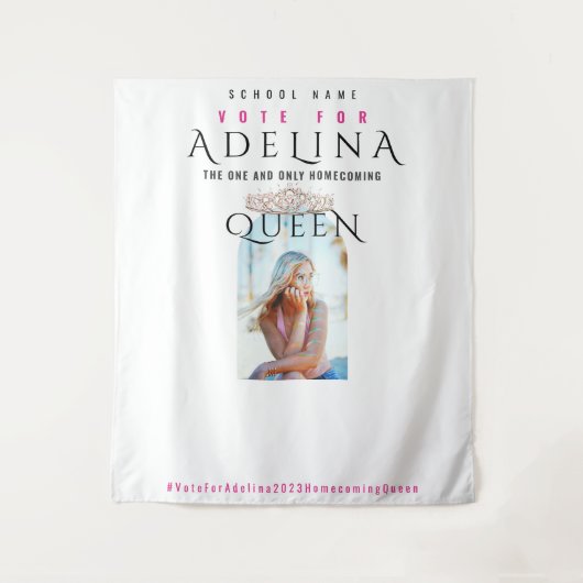 投票ホームカミングクイーンピンクHOCOフォトバックグラウンド タペストリー (正面)