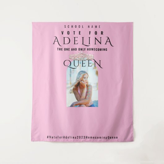 投票ホームカミングクイーンピンクHOCOフォトバックグラウンド タペストリー (正面)