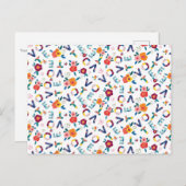 投票モダンフローラオお洒落レンジブルー ポストカード (正面/裏面)