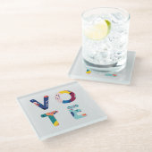 投票モダンフローラ数々のン色コースター ガラスコースター (アングル)