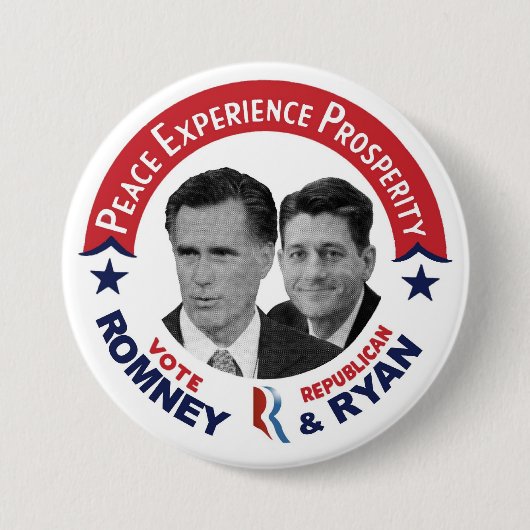 投票共和党の投票Romney及びライアン 缶バッジ (正面)