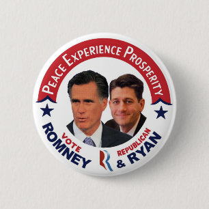 投票共和党のRomney及びライアン 缶バッジ