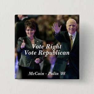 、投票共和党員、McCain -…正しく投票して下さい 缶バッジ