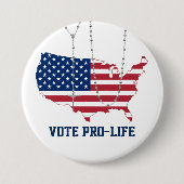 投票妊娠中絶反対米国の旗の神聖な数珠のカトリック教徒 缶バッジ (正面)