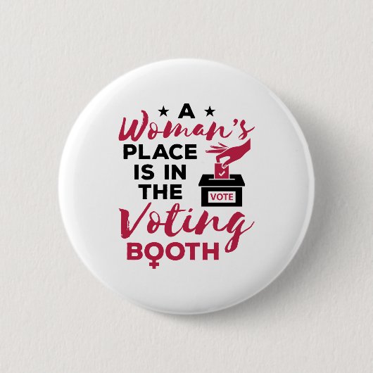 投票所に女性の居場所がある 缶バッジ (正面)