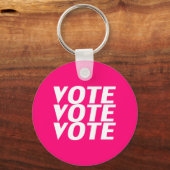 投票投票ホットピンクマゼンタ明るい赤紫色白 キーホルダー (正面)