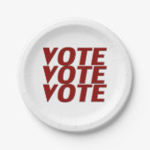 投票投票モダンタイポグラフィ赤と白 ペーパープレート (正面)