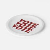 投票投票モダンタイポグラフィ赤と白 ペーパープレート (アングル)