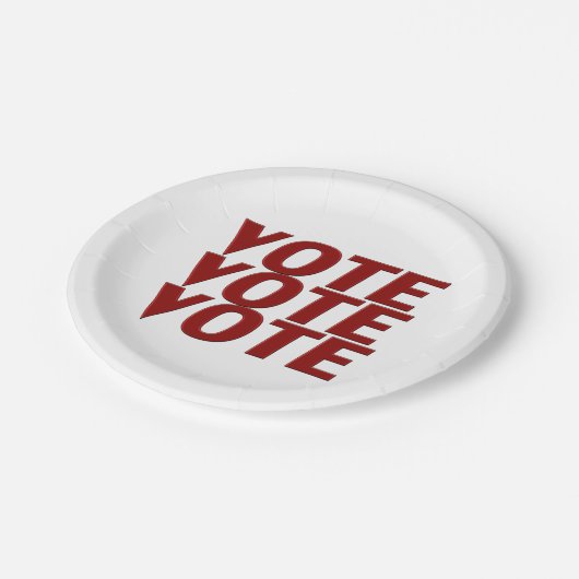 投票投票モダンタイポグラフィ赤と白 ペーパープレート (アングル)