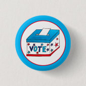 投票投票日USA投票箱の投票者 缶バッジ (正面)
