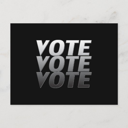 "投票投票"白黒グレー ポストカード (正面)