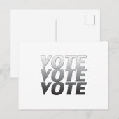 "投票投票"白黒グレー ポストカード (正面/裏面)