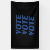 "投票投票"青い文字、黒い背景 横断幕 (縦)
