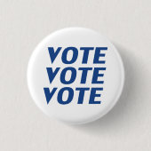 投票投票 – 青い白の丸/四角ボタン 缶バッジ (正面)