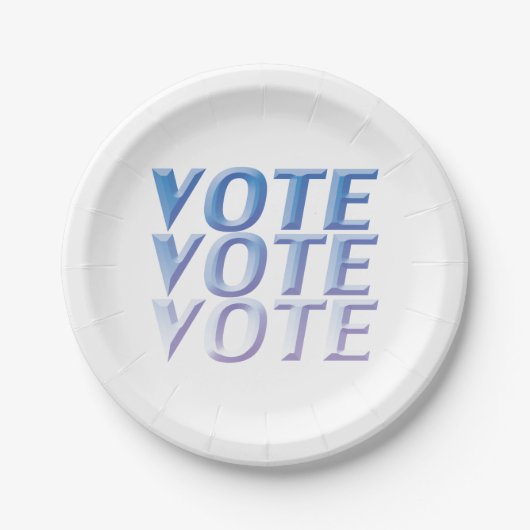 "投票投票"青い白 – 紙プレート ペーパープレート (正面)