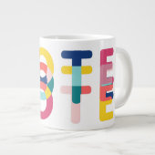 投票数々の色レインボーモダンイエローブルー ジャンボコーヒーマグカップ (正面右)