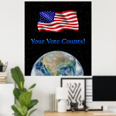 投票数フラグ&地球 – レジスタブルポスター ポスター (ホームオフィス)