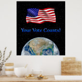 投票数フラグ&地球 – レジスタブルポスター ポスター (キッチン)