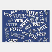 投票文字パターンフォント選挙ホワイトブルー ラッピングペーパーシート (正面3)