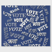 投票文字パターンフォント選挙ホワイトブルー ラッピングペーパー (フラット)