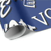 投票文字パターンフォント選挙ホワイトブルー ラッピングペーパー (ロールコーナー)