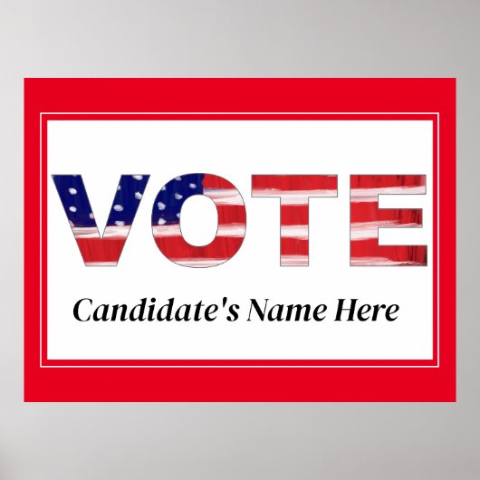 投票文字フラグの色の赤い候補者の名前 ポスター (正面)