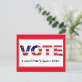 投票文字フラグの色の赤い候補者の名前 ポストカード (スタンド正面)