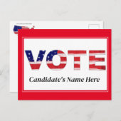 投票文字フラグの色の赤い候補者の名前 ポストカード (正面/裏面)