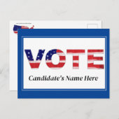 投票文字フラグの色の青い候補者の名前 ポストカード (正面/裏面)