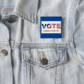 投票文字フラグの色の青い候補者の名前 缶バッジ (インサイチュ)