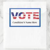 投票文字フラグの色の青い候補者の名前 長方形シール (バッグ)